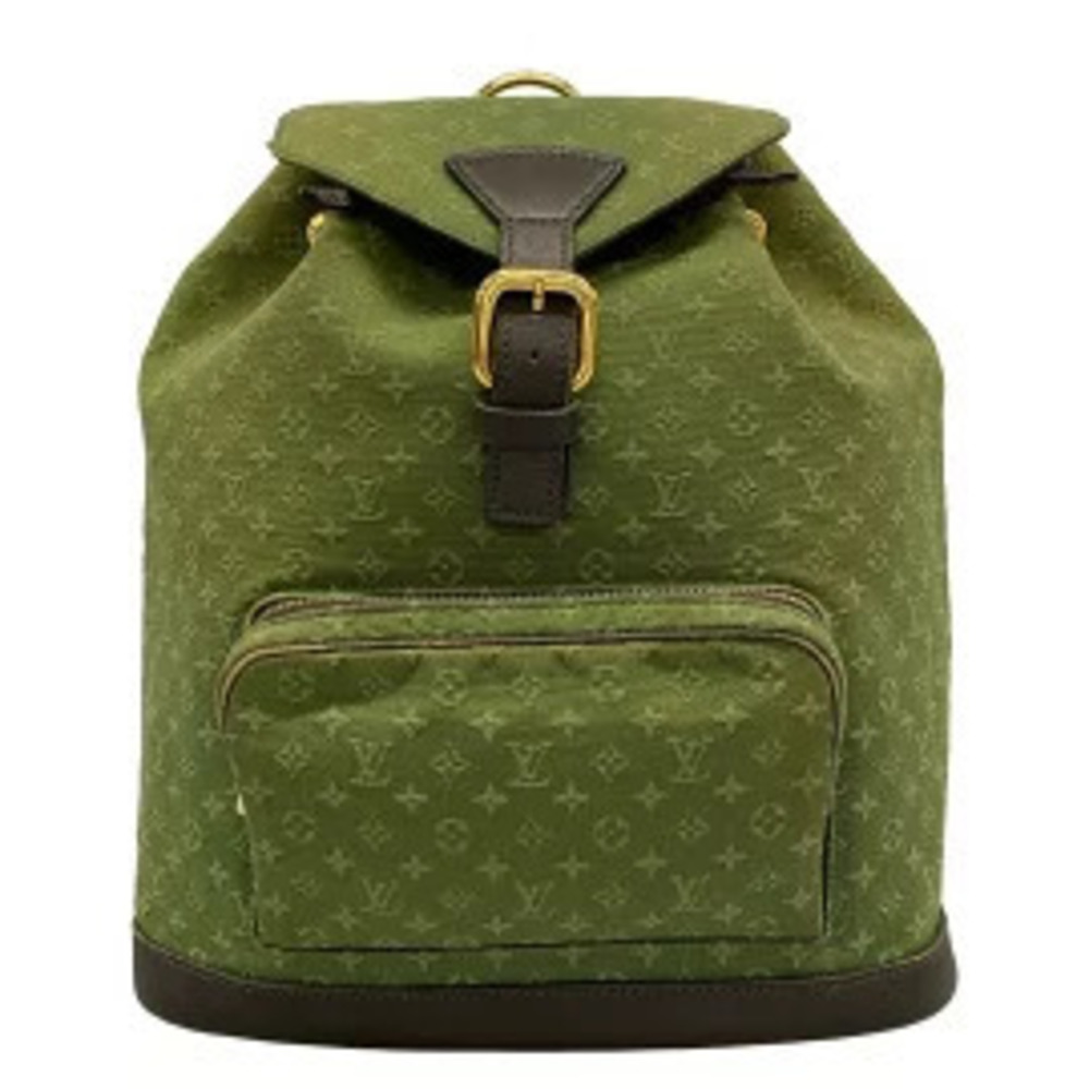 LOUIS VUITTON Montsouris Backpack Khaki Green Leather